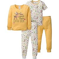 Gerber Baby Girls' Toddler Snug Fit 4-Piece Pajama Set