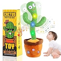Baby Toys Talking Cactus Sensory Toy Sunglasses Style Singing Mimicking Recording Educational with 120 English Songs Old Toddler Boy Girl Newborn Christmas Birthday Light Up Plush Gifts
