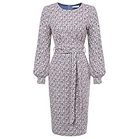 JASAMBAC Women's Tweed Pencil Dress Elegant Business Bodycon Short Sleeve Wear to Work Office Dress
