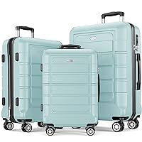 SHOWKOO Luggage Sets Expandable PC+ABS Durable Suitcase Double Wheels TSA Lock Mint Green-