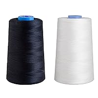 100% Cotton Essential Thread 5000 Yard Cone Bundle Set of 2 - White & Black