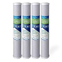 Standard Whole House Coconut Shell Carbon Block 5 Micron Water Filter 20” x 2.5” Fits 20” x 2.5” Housings. Remove Chlorine and Bad Odor. Compatible with C1-20, HX-CB-25-2010, F3WCB32 Pack of 4