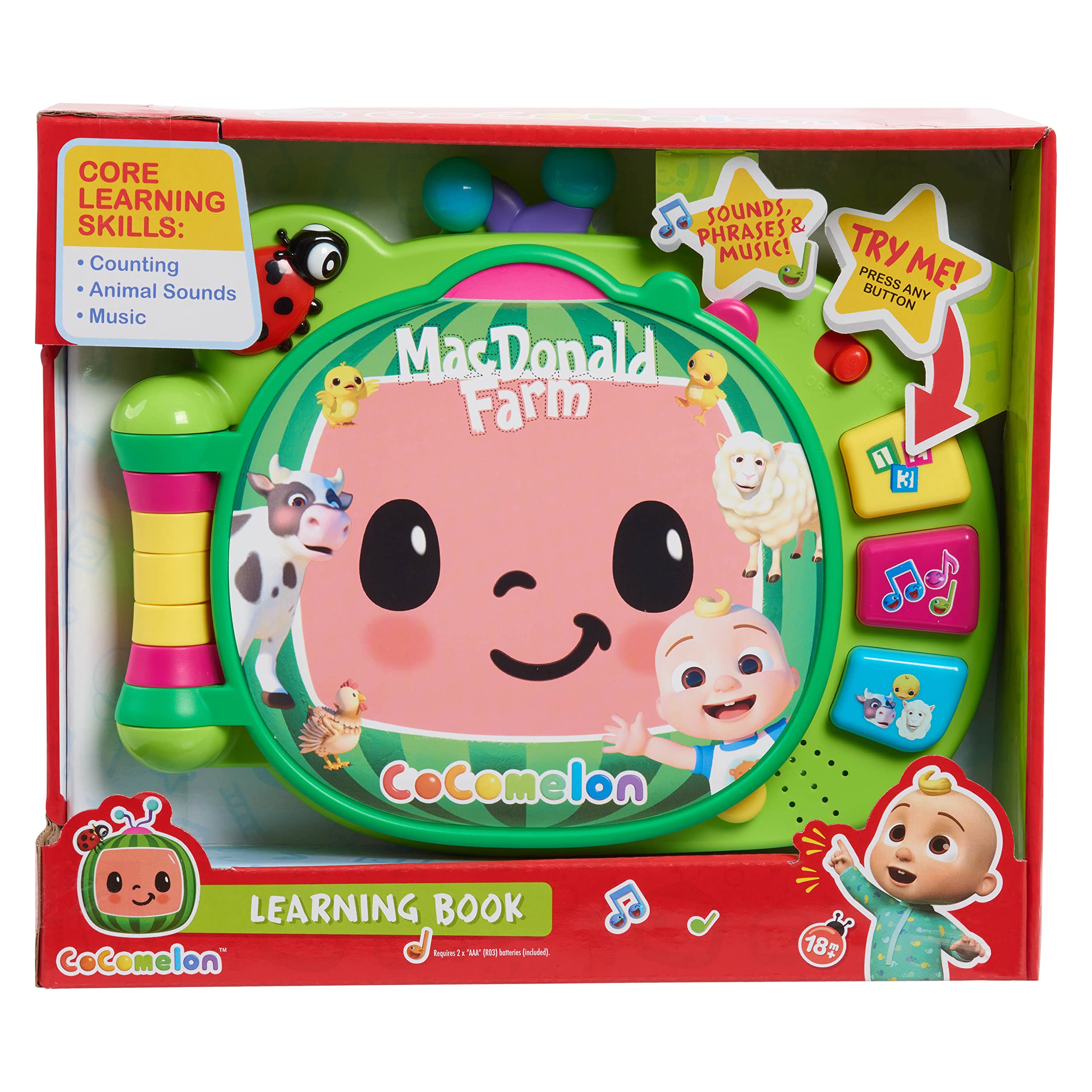 CoComelon Learning Book Interactive Toy for Toddlers with 3 Learning Modes, Music, 50 Learning Phrases, Officially Licensed Kids Toys for Ages 18 Month by Just Play