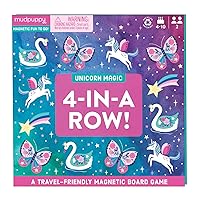 Mudpuppy Unicorn Magic 4-in-a-Row Magnetic Board Game - Colorful Strategy Game for Kids Ages 5-10, 2plus Players - Compact and Magnetic Design, Ideal Travel Activity for Kids, Instructions Included