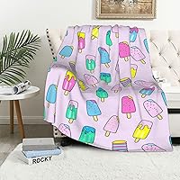 Cute Ice Cream Fruit Blanket for Couch Bed Throw Blanket, Aesthetic Decorative Blanket for Travel Camping Comfy Blanket, Full Size Blanket, 40x60 inch