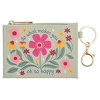 Women Zip ID Wallet, Small Leather Wallet Coin Purse with Keychain, Slim ID Card Case Holder