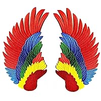 Kleenplus. Large Big Jumbo Rainbow Angel Wings Patches Cartoon Sticker Handmade Embroidered Patch Arts Sewing Repair Fabric Decoration Emblem Costume