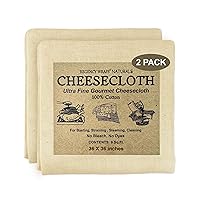 100% Cotton Cheesecloth for Basting Turkey, Canning, Straining, Cheesemaking, Natural Ultra-Fine, 9 sq ft, Pack of 2