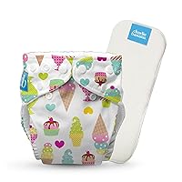 Charlie Banana Reusable Washable Cloth Diapers, Adjustable One Size for Baby Girls Boys, Soft Pocket Diaper with Absorbent Insert - Gelato, 1 Pack