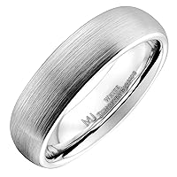 White Tungsten Carbide Brushed Classic Domed 3mm or 6mm Wedding COMFORT FIT Ring