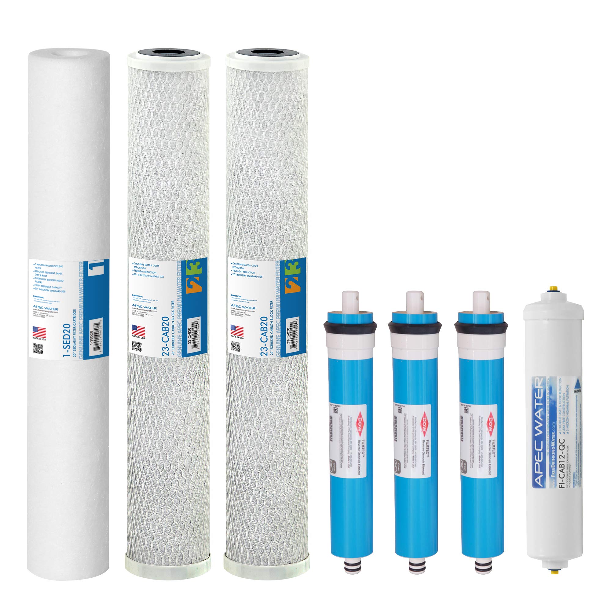 APEC FILTER-MAX-LITE240 Commercial Grade US Made 240 GPD Complete Replacement Filter Set for Light Commercial Reverse Osmosis Water Filter System