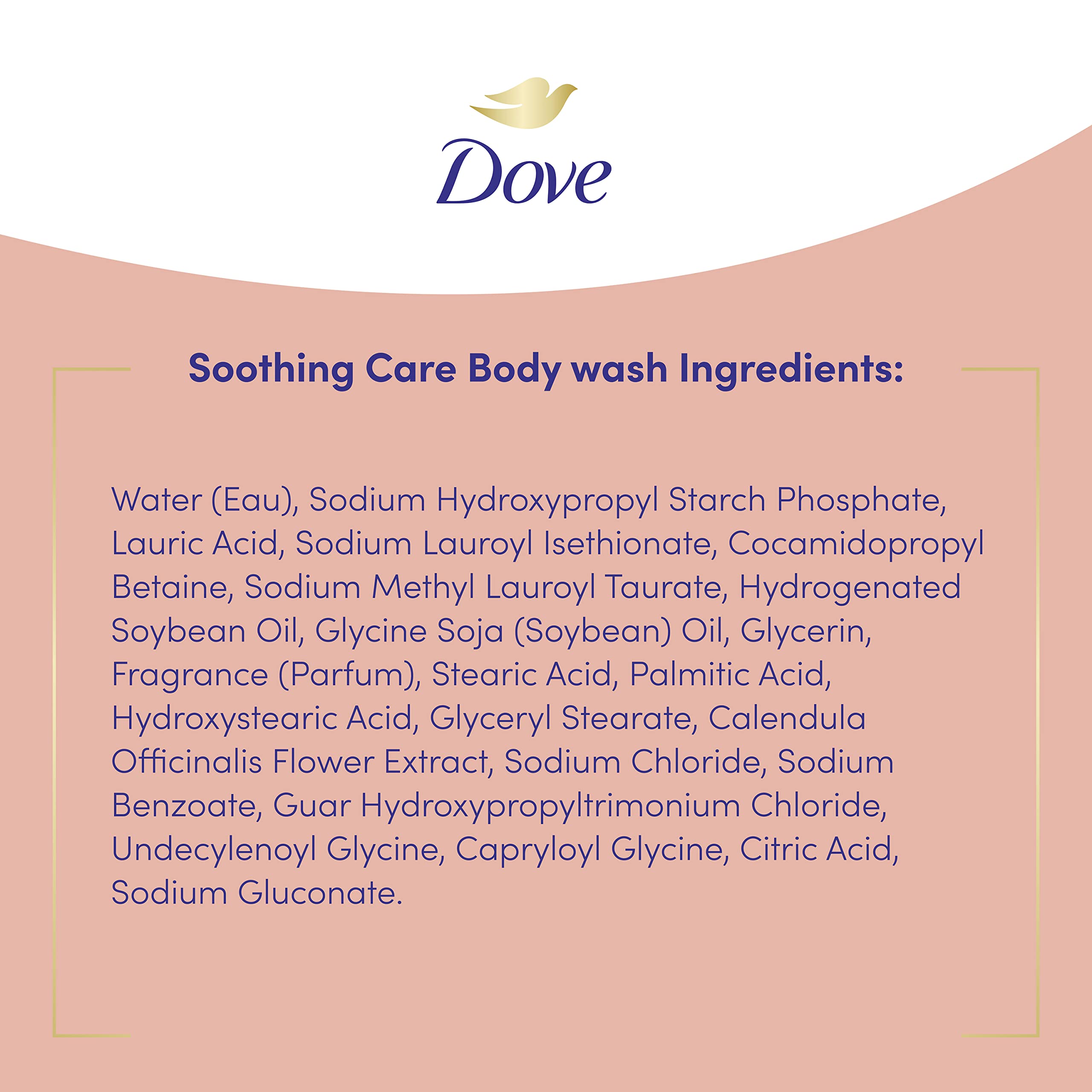 Dove Soothing Care Body Wash for Sensitive Skin with Calendula-Infused Oils Hydrates and Replenishes Skin Sulfate Free, 22 Fl Oz (Pack of 4)