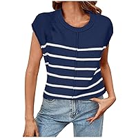 Womens Sleeveless Casual Basic Ribbed Knitted Tank Top Summer Tee Shirts Dressy Loose Fit 2024 Fashion Sweater Tunic