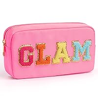 Chenille Alphabet Makeup Kit Bag, Adorable Embroidered Zippered Pouch for Women & Teens, Cute Travel Accessory for Everyday Essentials & Festive Presents