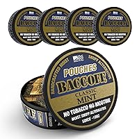 5 Cans, BaccOff Classic Mint Pouches, Premium Tobacco Free, Nicotine Free Snuff Alternative