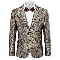 PJ PAUL JONES Mens Blazer Fashion Tuxedo Suit Jacket for Party Banquet Dinner Wedding