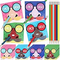 24 Pack Funny Nose Picking Valentine's Day Gift Cards with Pencils for Kids School 24 Funny Pencil Holder with 24 Pencils Set Valentines Day Gifts for Kids School Classroom Exchange Party Favors