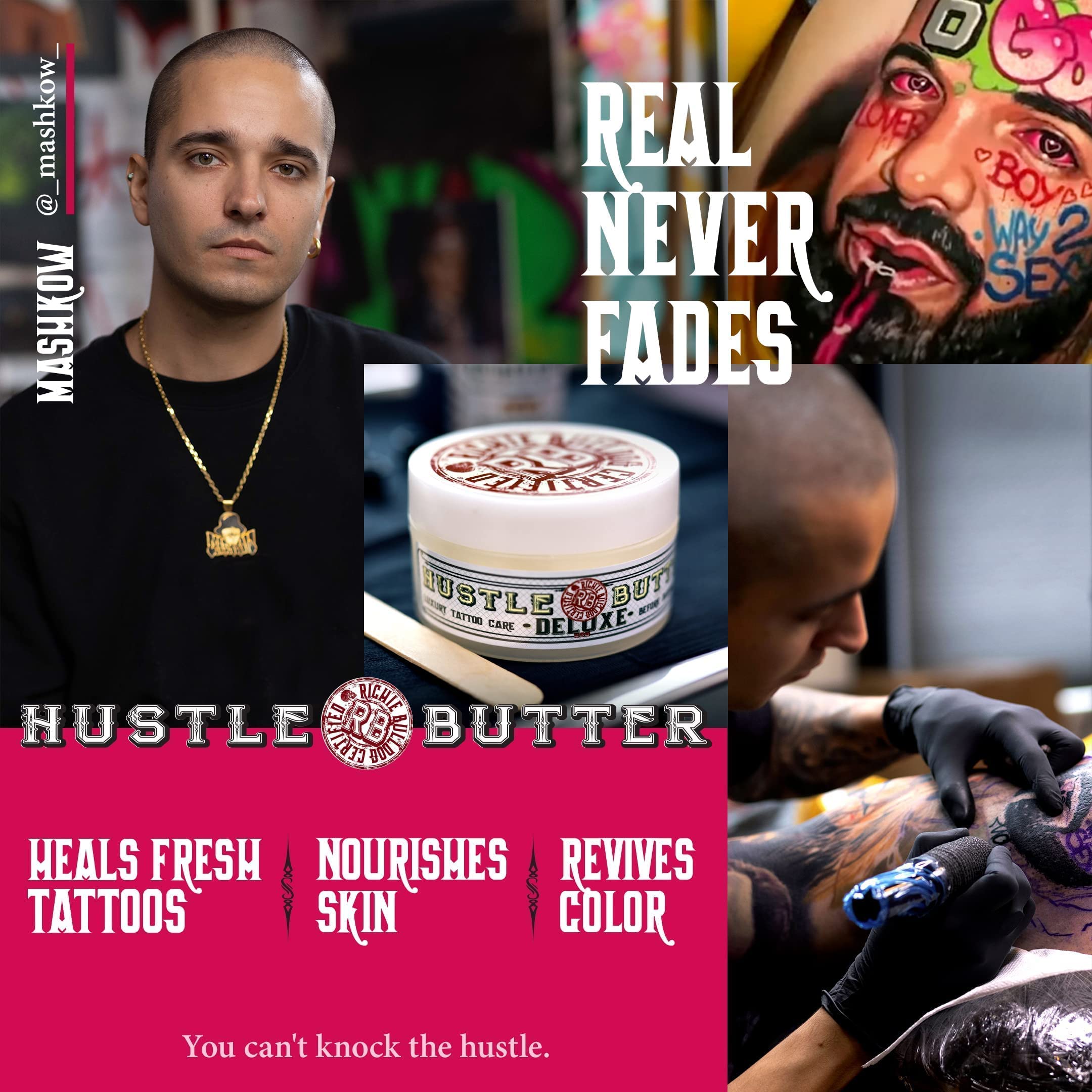 Hustle Butter Tattoo Aftercare 5 fl oz Tattoo Balm, For New & Older Tattoos - Safe While Healing - Vegan Tattoo Cream No-Petroleum