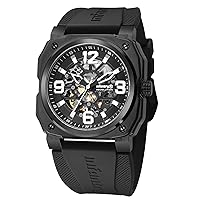 Infantry Mens Skeleton Automatic Mechanical Watch, 100M Waterproof Wrist Watches for Men, Casual Outdoor Sport Wristwatch with Rubber Band