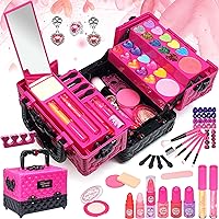 Makeup Kit Toys for Girls - Kids Makeup Kit for Girl Washable Real Make-up Kit Toy for Little Girls, Toddler Make up & Non-Toxic Cosmetic Set, Age4-12 Year Olds Child Birthday Gift