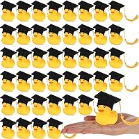 Jerify 48 Pieces Graduation Rubber Ducks with Graduation Cap Graduation Party Bath Rubber Duck Graduation Cap Duck with Storage Bag for Graduation Gifts Party Favors Decoration