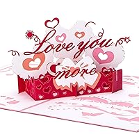 Ribbli 3D Pop Up Anniversary Card,Love You More Card,Valentines Day Card,Wedding Card,Romantic Gift,Birthday Card for Wife,Husband,Couple,Girlfriend,Boyfriend | with Envelope