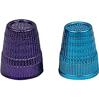 SINGER Slip Stop Thimbles, Size Large and XLarge, Metallic Blue and Purple - Set of 2