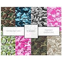 Camo Vinyl Permanent Adhesive Vinyl Camouflage Pattern Craft Vinyl Bundle 4 Sheets 12 x 12