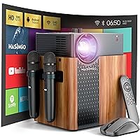 MASINGO 2024 4-in-1 Portable Karaoke Machine with Smart 1080p Projector w/WiFi, Speaker & 2 Wireless Microphones. Built-in Android System for Lyrics Display Apps, Netflix, YouTube, etc. Illuminato Q4