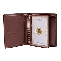 Men's Luxury Leather Wallet Coin Pocket & Id Window 9cm x 10cm Brown