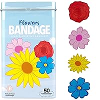 BioSwiss Bandages, Flowers Shaped Self Adhesive Bandage, Latex Free Sterile Wound Care, Fun First Aid Kit Supplies for Kids and Adults, 50 Count