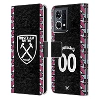 Head Case Designs Officially Licensed Custom Customized Personalized West Ham United FC Away 2022/23 Kit Leather Book Wallet Case Cover Compatible with Oppo Reno8 4G