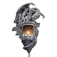 Design Toscano CL4387 Dragon's Castle Lair Electric Wall Sconce Light Fixture, Grey Stone