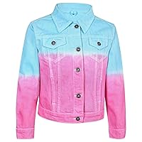 Girls Fashion Denim Tie Dye Printed Jacket Coat Jeans Long Sleeve Acid Wash Gifts for Girls
