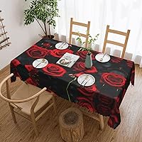 Rose Flower Print Tablecloth for Rectangle Tables,Tablecloths Rectangular 54 X 72 Inch,for Kitchen Dining,Party,Holiday,Christmas