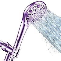 Shower Head with Handheld 9 Spray Modes High Pressure Shower Heads with Handheld Spray Combo 59'' Hose & Bracket, Chrome Look Hand Held Detachable Shower Head for Bathroom - Purple