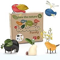Locomo Family 1 Open-Ended Waldorf Educational Outdoor Play Figures, Wooden Animal Montessori Toys for Kids 3 4 5 6 7+ for Childs Learning & Creativity Year Old, Gifts (Set of 5)