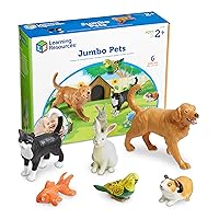Learning Resources Jumbo Domestic Pets, Cat, Dog, Rabbit, Guinea Pig, Fish and Bird, 6 Animals, Ages 2+ (LER0688),Multi-color,3-3/4 - 7-1/2 W in