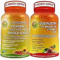 Immune-Boosting Pack - Quercetin with Bromelain Supplement Bundle Up with Liposomal Vitamin C 1500mg for Day to Day Immune Booster and Overall Health Support
