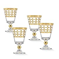 Lorren Home Trends Infinity Gold Ring Short Goblet, Set of 4