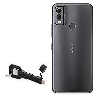 BoxWave Cable Compatible with Nokia C22 - USB Type-C Keychain Charger, Key Ring USB Type-C to Type-A 8 in USB Cable - Jet Black