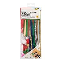 folia 93503 93503 Chenille Wire Craft Kit Winter for Children and Adults, Resealable Bag with Many Utensils for Designing Small Chenille Figures, Multi-Colour