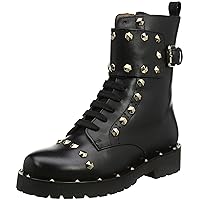 Women's Black Leather Combat Boots