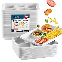 5 Compartment Plates Disposable Heavy Duty (125 Pack) Small Trays 8.27