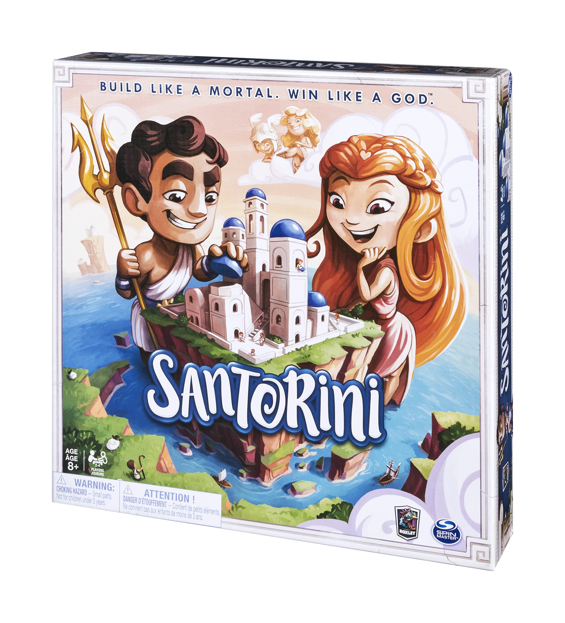 Spin Master Santorini, Strategy Family Board Game 2-4 Players Classic Fun Building Greek Mythology Card Game, for Kids and Adults Ages 8 and Up