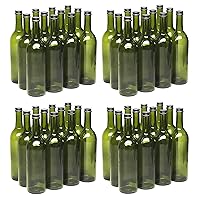 North Mountain Supply 750ml Champagne Green Glass Bordeaux Wine Bottle Flat-Bottomed Screw-Top Finish - with 28mm Black Metal Lids - 48 Bottles & Lids (4 Cases of 12)