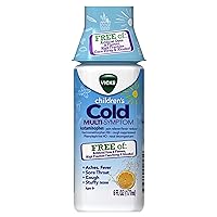 Vicks Children's Multi-Symptom Cold Relief from Cough, Sore Throat, Fever; Free of: Artificial Dyes & Flavors, High Fructose Corn Syrup & Alcohol, Citrus Orange Flavor, for Children Ages 6+, 6 FL OZ