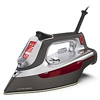 Steam Iron for Clothes with Titanium Infused Ceramic Soleplate, 300+ Holes for Powerful Steaming, XL 10’ Cord, 3-Way Auto Shutoff, 1800 Watts, Advanced Touchscreen, Silver (13103)