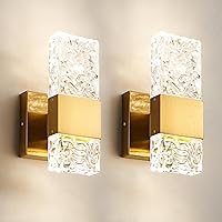Gold Sconces Wall Lighting - Crystal Wall Sconces Set of Two Modern Bathroom Vanity Light Fixtures Hardwire Modern 4000K Dimmable LED Wall Mounted Sconces for Hallway Living Room