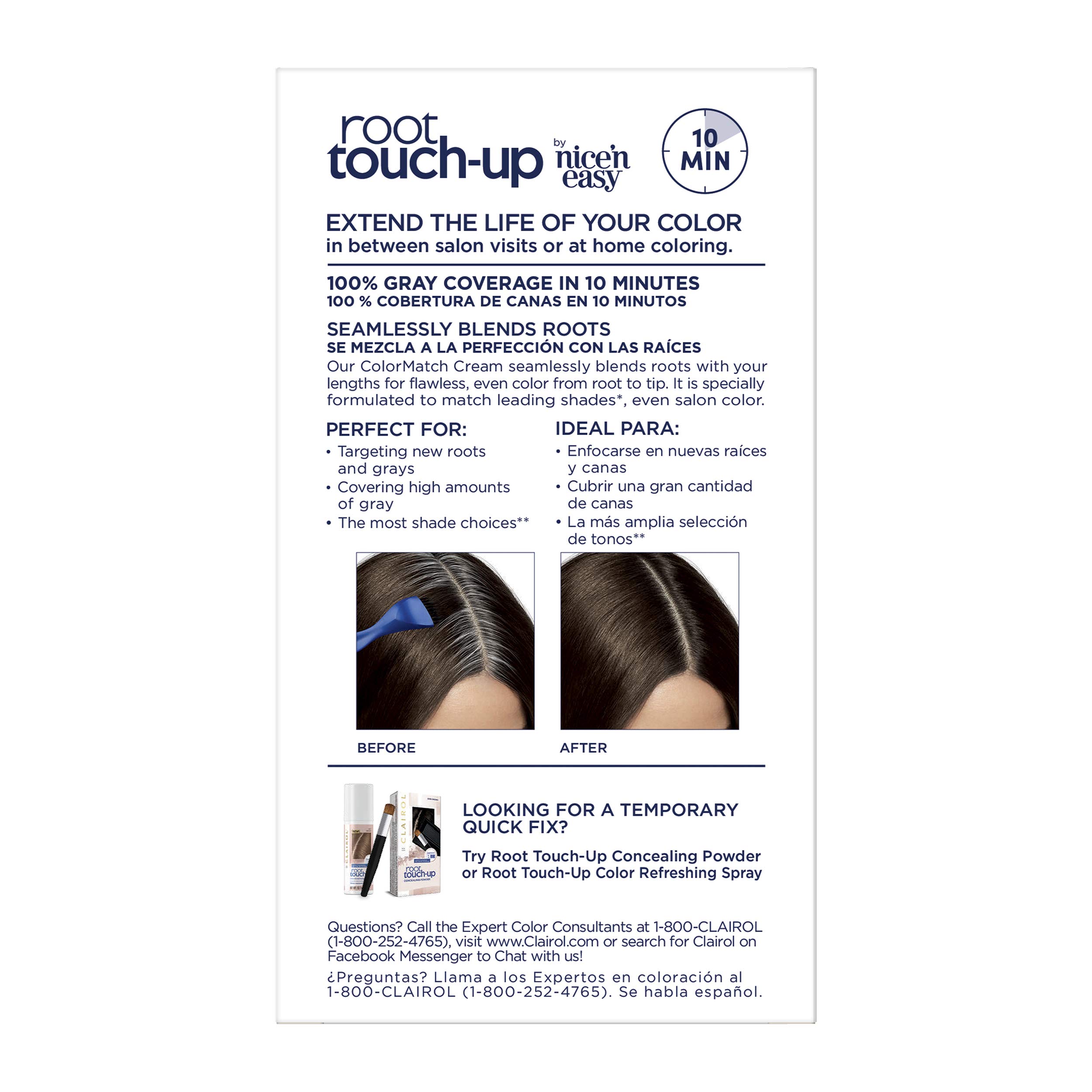 Clairol Root Touch-Up by Nice'n Easy Permanent Hair Dye, 4 Dark Brown Hair Color, 2 Count